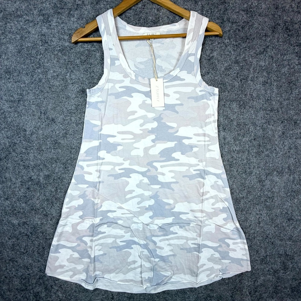 Z Supply Avery Dress Womens Small Dove Gray Camouflage Soft Grunge Lounge Comfy